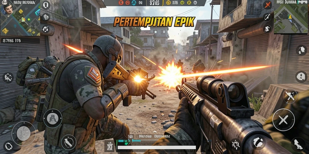 Screenshot utama 8768 menampilkan momen aksi intens dalam permainan FPS.