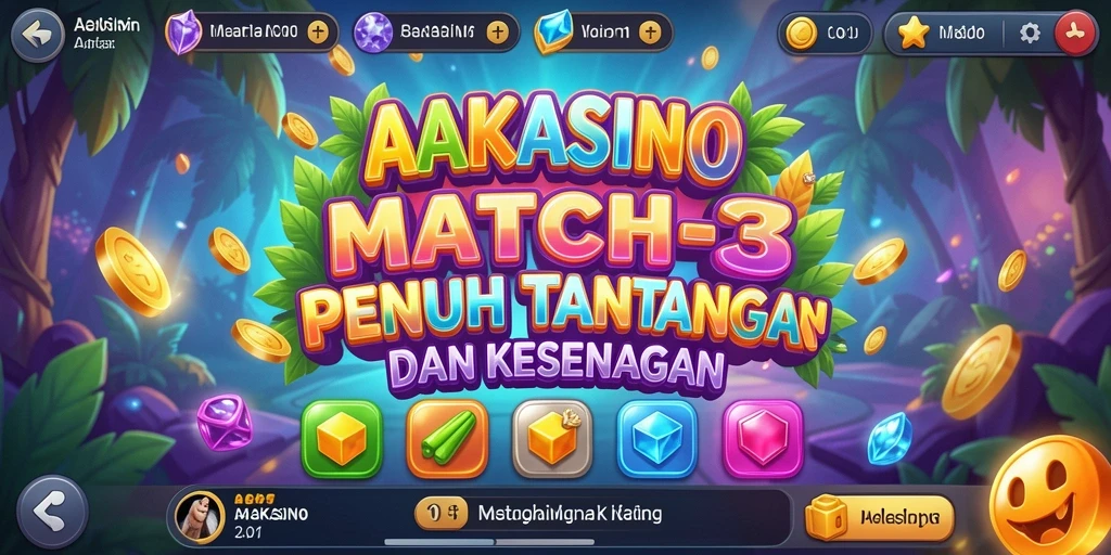 Tangkapan layar AAKASINO yang menunjukkan keseruan gameplay Match-3.