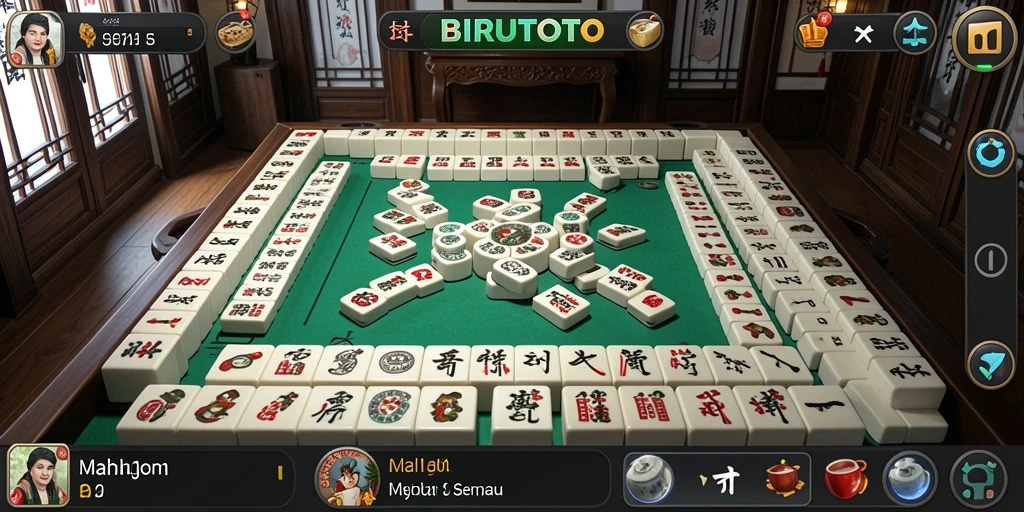 Gameplay menarik dari BIRUTOTO yang menampilkan ubin Mahjong.