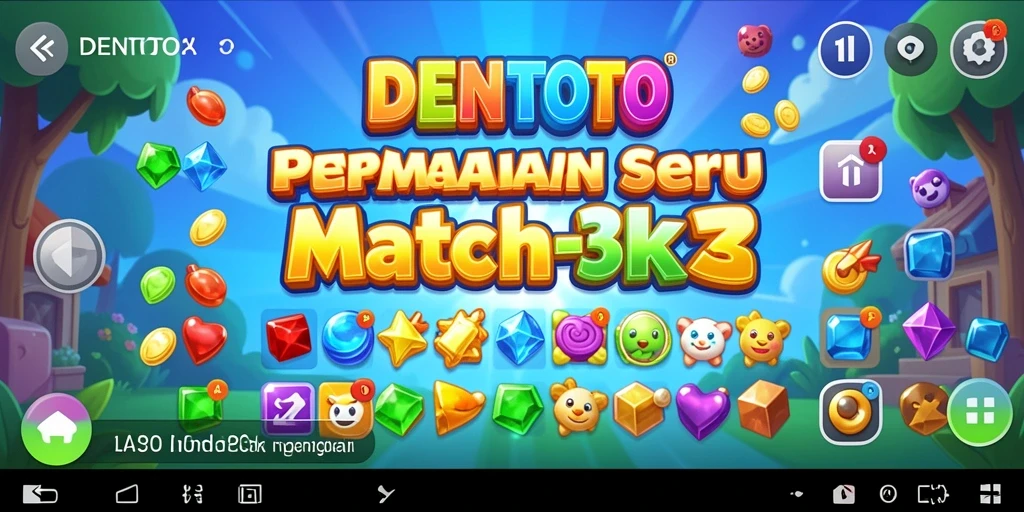 Gameplay Match-3 yang seru dan penuh warna.