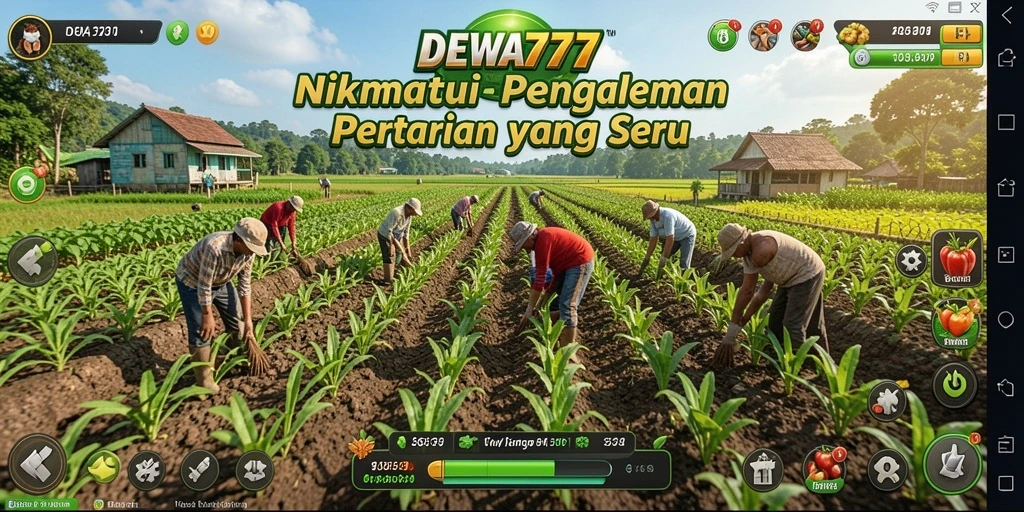 Gameplay <strong>DEWA777</strong> menunjukkan kebun yang rimbun dan hewan ternak yang sehat.