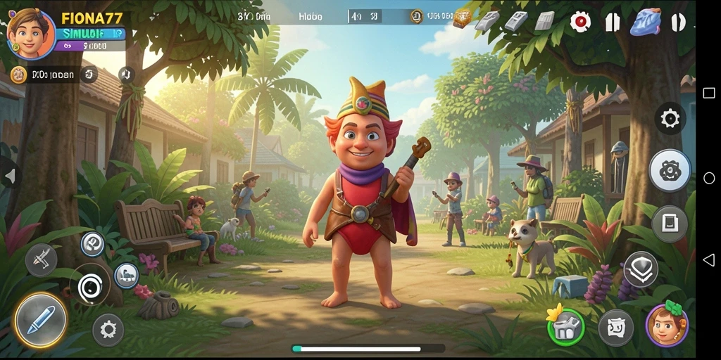 Tampilan gameplay yang menawan dari FIONA77 di dunia simulasi.