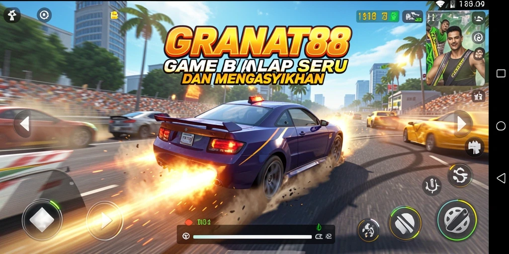Tampilan gameplay balap seru dari GRANAT88 yang penuh aksi.