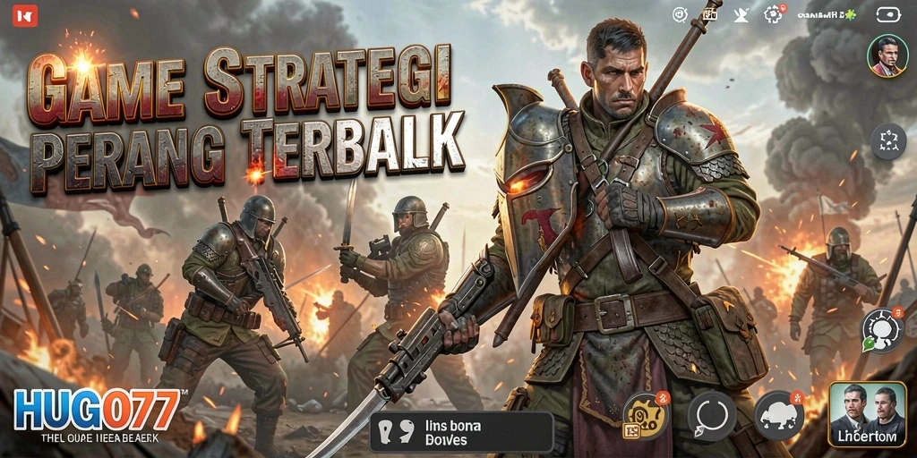 Tangkapan layar menunjukkan aksi pertempuran mendebarkan di HUGO77.