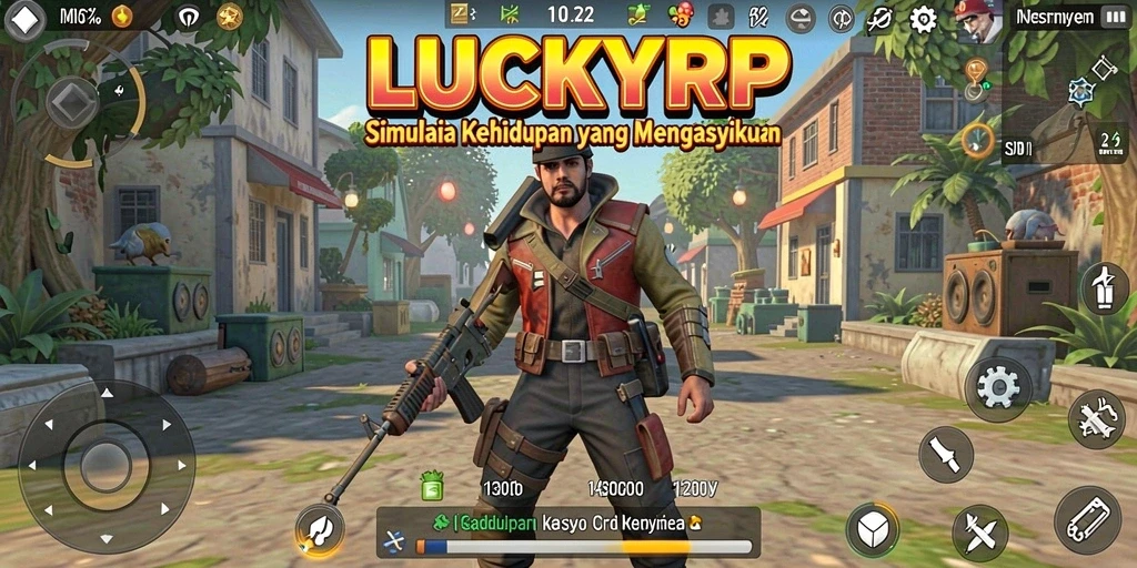 Screenshot menunjukkan gameplay seru dari LUCKYRP dengan interaksi karakter.