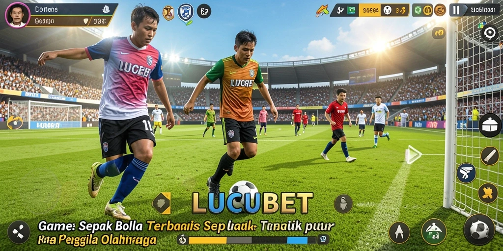 Screenshot menampilkan gameplay menarik di LUCUBET dengan aksi sepak bola intens.