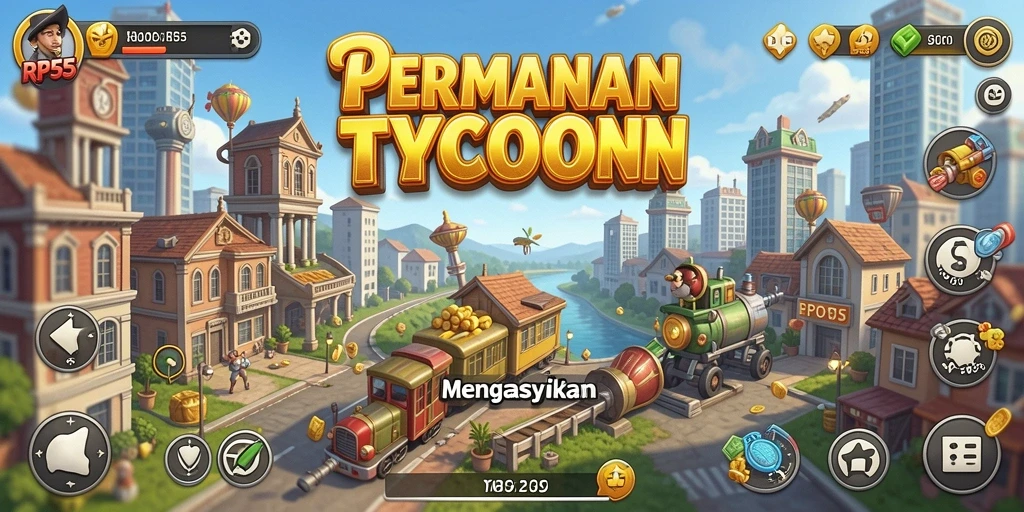 Screenshot utama RP55 menampilkan tampilan gameplay Tycoon yang menarik.