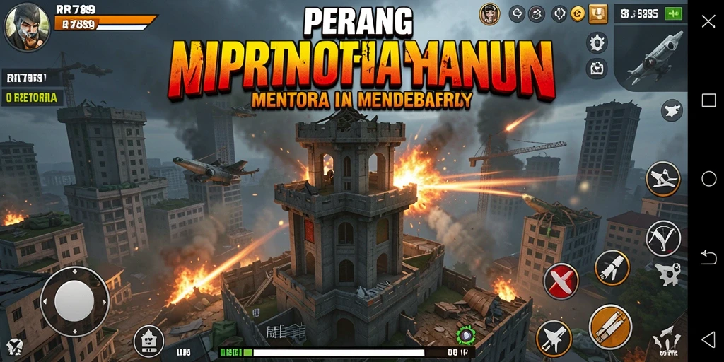 Tampilan permainan Tower Defense yang penuh aksi dan strategi.