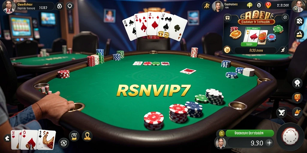 Tampilan gameplay poker RSNVIP7 yang menarik dan dinamis.