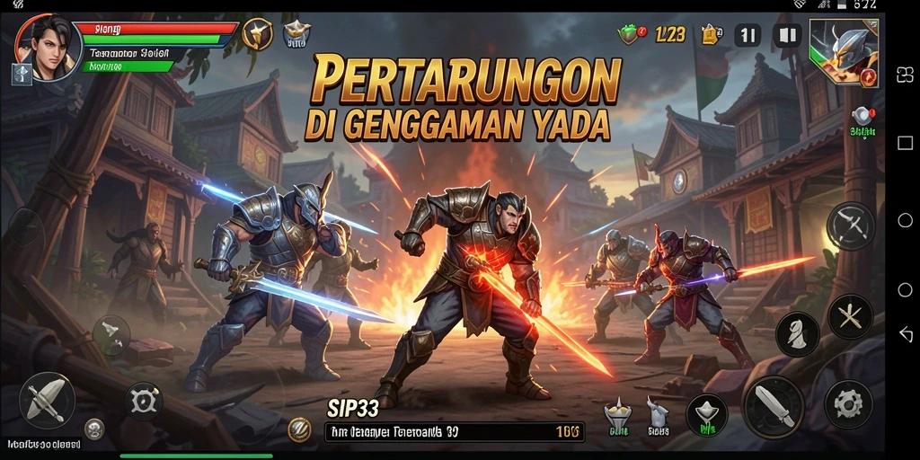Screenshot utama SIP33 menampilkan pertarungan karakter yang mendebarkan.