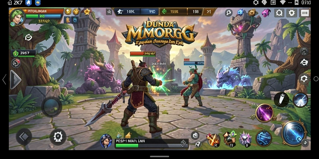 Screenshot ZK7 menampilkan aksi seru dalam permainan MMORPG.