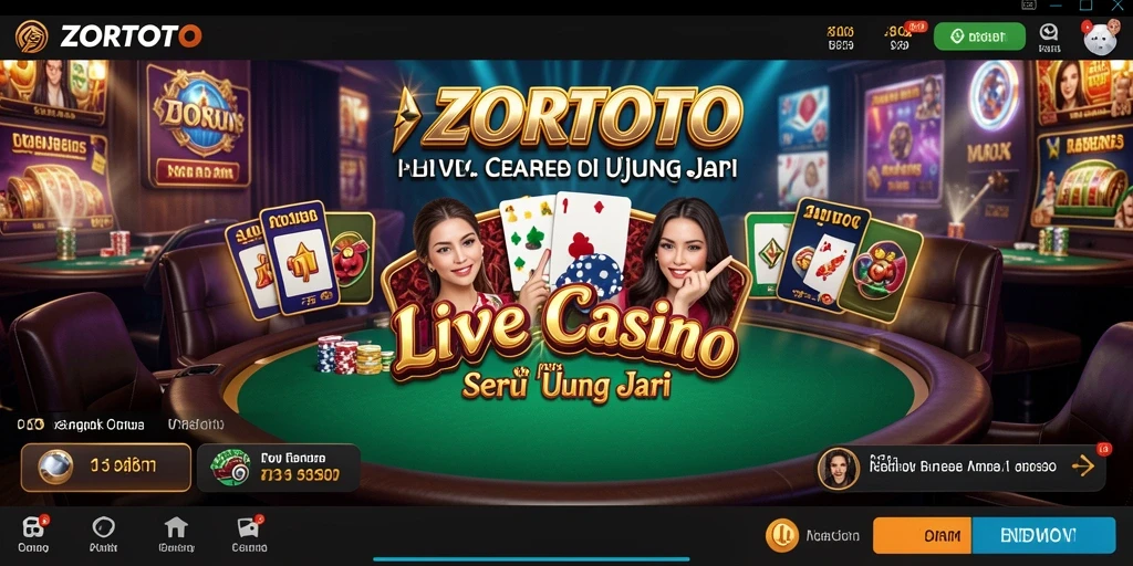 Screenshot ZORTOTO menampilkan dealer profesional dalam suasana Live Casino.